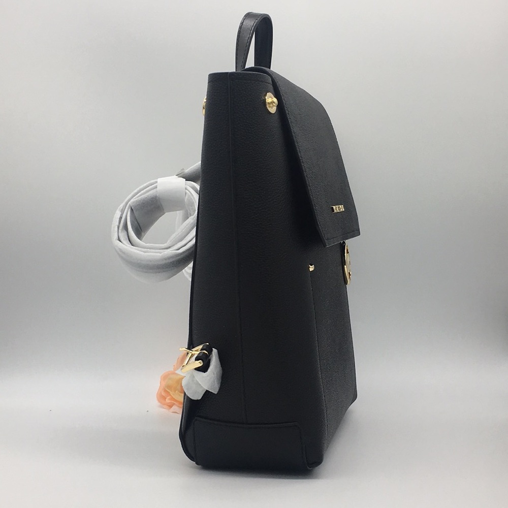 MICHAEL KORS HAYES MEDIUM BACKPACK BLACK LEATHER - Picture 7 of 16